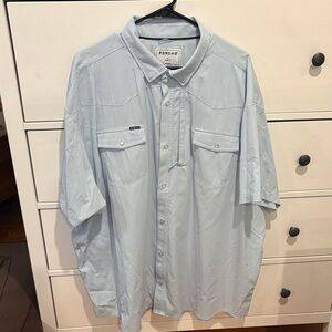 Poncho Men's Light Blue Short Sleeve Button-Down Shirt